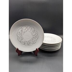 8 Set Raymond Loewy Continental China Plate 7.5" Script Salad Dessert Rosenthal